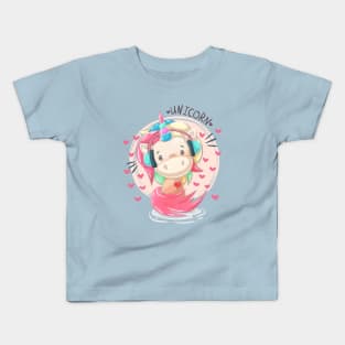 Unicorn Headphone Cartoon Kids T-Shirt